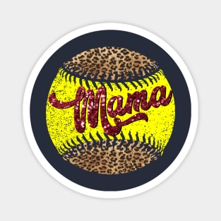 Softball glitter mama leopard print Magnet